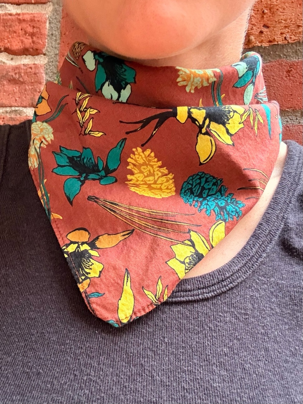 Topo Designs Brown Pinecone Floral Bandana